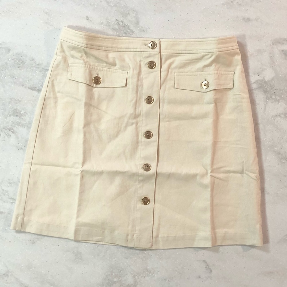 NWT J. Crew Linen Blend Button A-Line Skirt Size 8